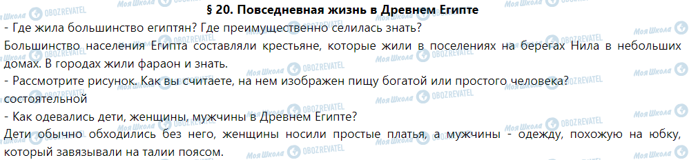 ГДЗ Історія 6 клас сторінка § 20. Повседневная жизнь в Древнем Египте