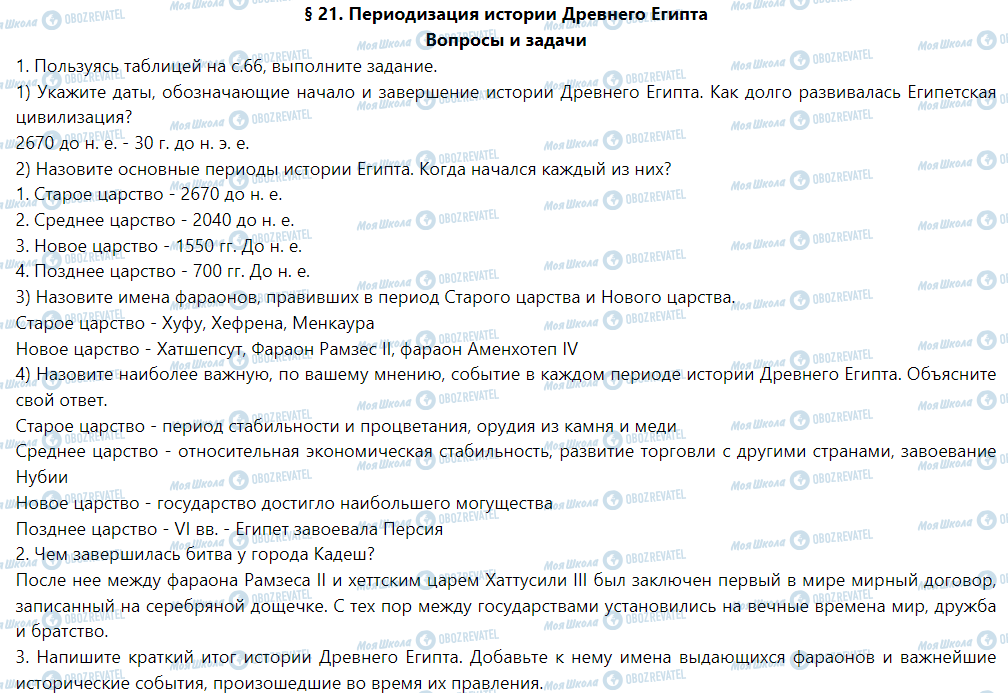 ГДЗ Історія 6 клас сторінка § 21. Периодизация истории Древнего Египта