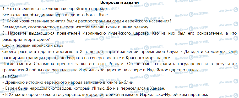 ГДЗ Історія 6 клас сторінка § 25. Израильско-Иудейское царство