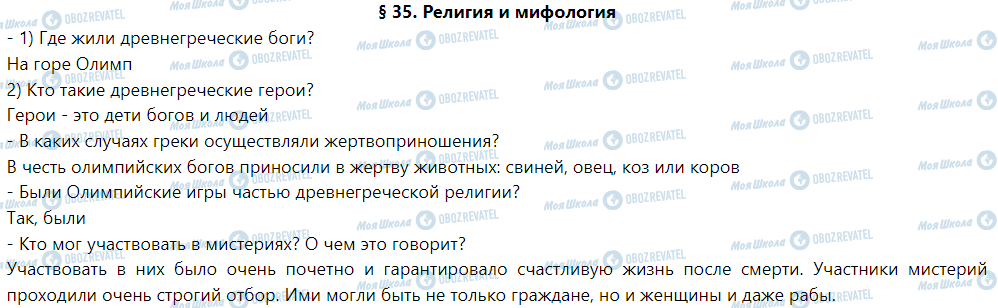 ГДЗ Історія 6 клас сторінка § 35. Религия и мифология