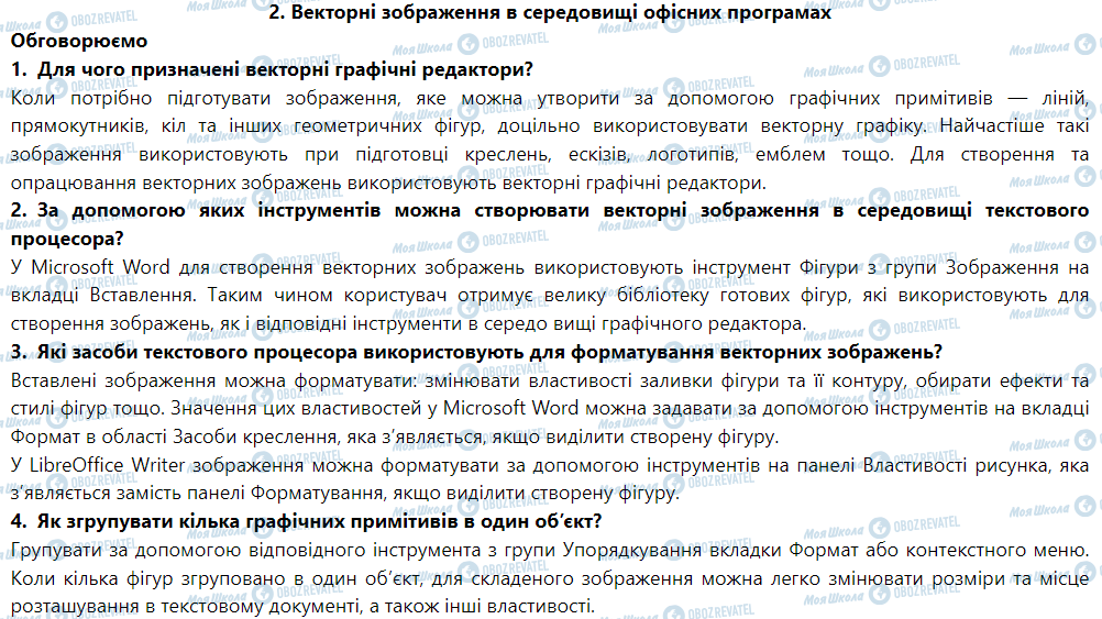 ГДЗ Информатика 6 класс страница 2. Векторні зображення в середовищі офісних програм