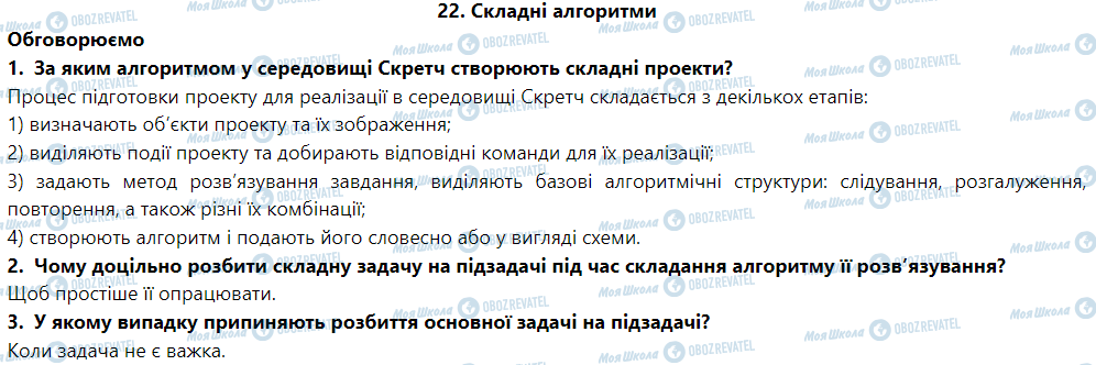 ГДЗ Информатика 6 класс страница 22. Складні алгоритми