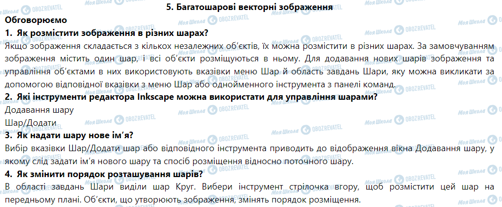 ГДЗ Інформатика 6 клас сторінка 5. Багатошарові векторні зображення