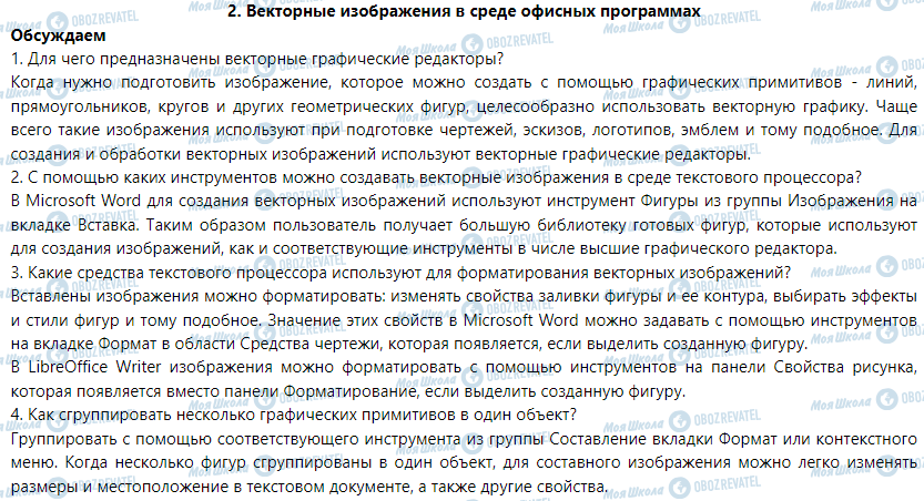 ГДЗ Інформатика 6 клас сторінка 2. Векторные изображения в среде офисных программ