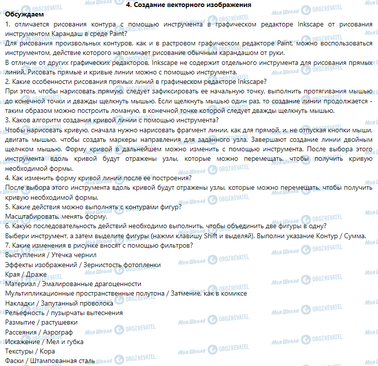 ГДЗ Інформатика 6 клас сторінка 4. Создание векторного изображения