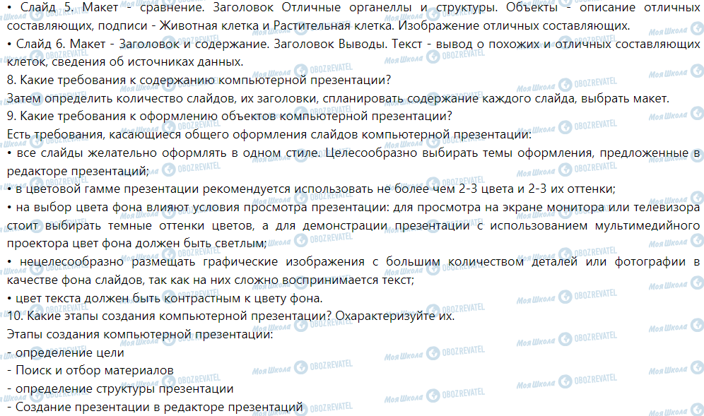 ГДЗ Інформатика 6 клас сторінка 2.1. Объекты компьютерной презентации. Этапы создания компьютерной презентации