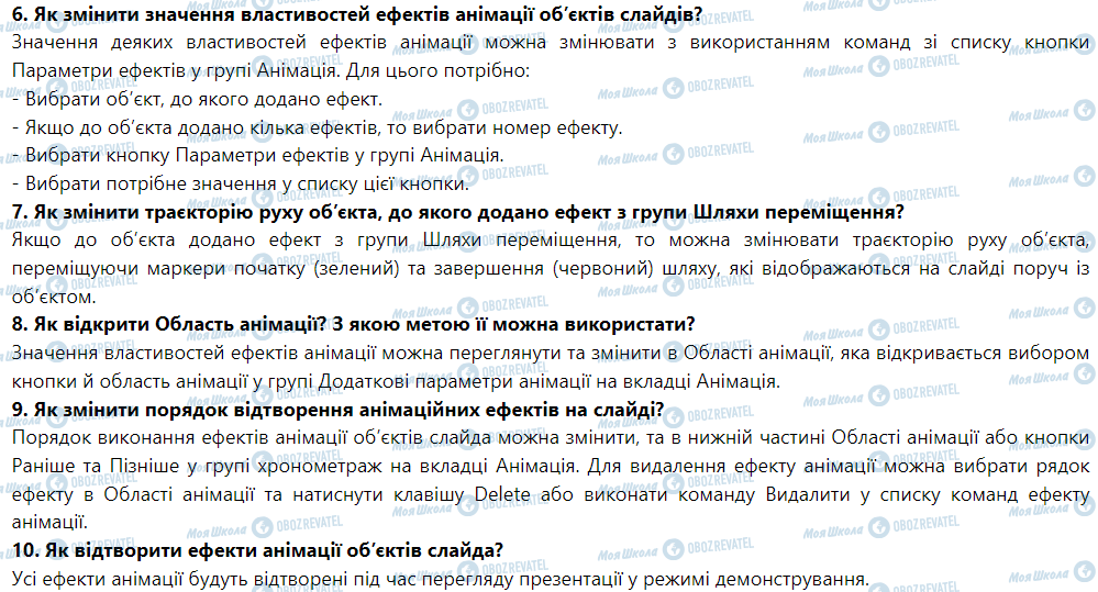 ГДЗ Інформатика 6 клас сторінка 2.3. Анімація об’єктів на слайді