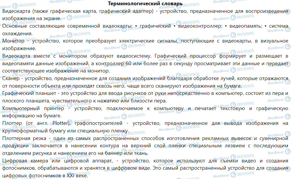 ГДЗ Інформатика 6 клас сторінка Терминологический словарь