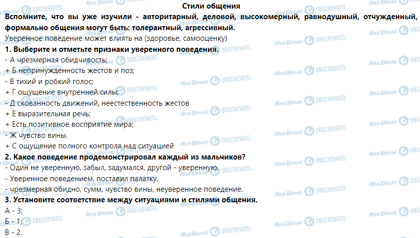 ГДЗ Основы здоровья 6 класс страница Стили общения