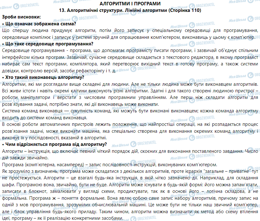 ГДЗ Информатика 5 класс страница 13. Алгоритмічні структури. Лінійні алгоритми