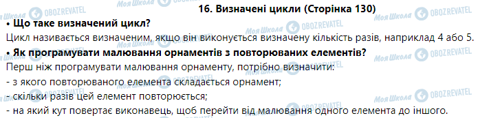 ГДЗ Інформатика 5 клас сторінка 16. Визначені цикли