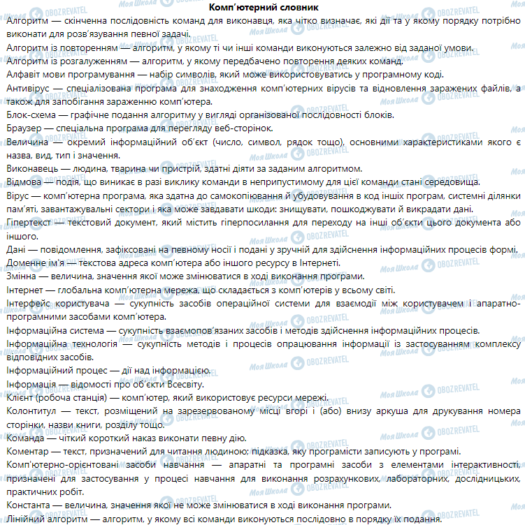 ГДЗ Информатика 5 класс страница Комп’ютерний словник