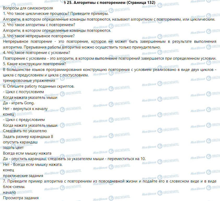 ГДЗ Інформатика 5 клас сторінка § 25. Алгоритмы с повторением