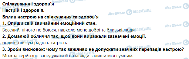 ГДЗ Основи здоров'я 5 клас сторінка Спілкування і здоров’я. Настрій і здоров’я