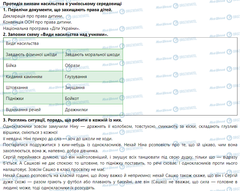 ГДЗ Основы здоровья 5 класс страница Протидія виявам насильства в учнівському середовищі
