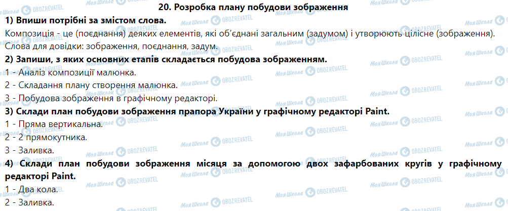 ГДЗ Информатика 5 класс страница 20. Розробка плану побудови зображення