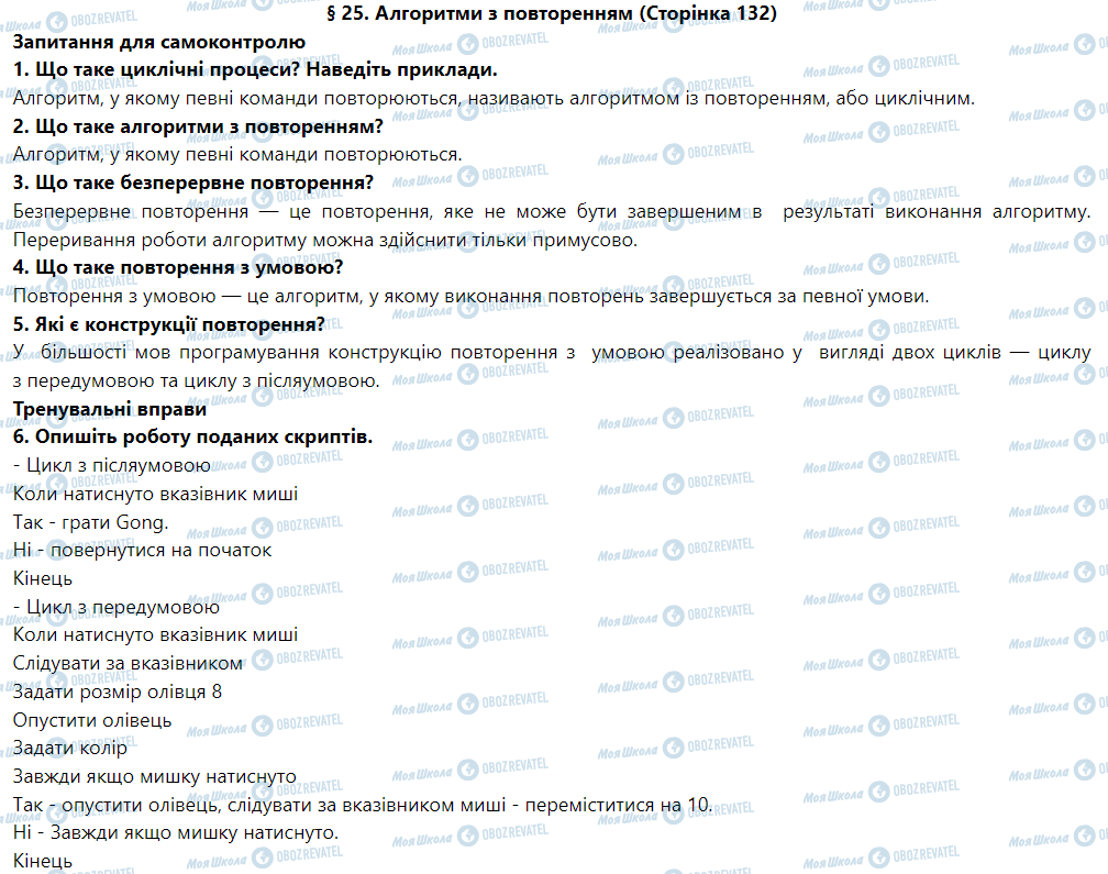 ГДЗ Информатика 5 класс страница § 25. Алгоритми з повторенням