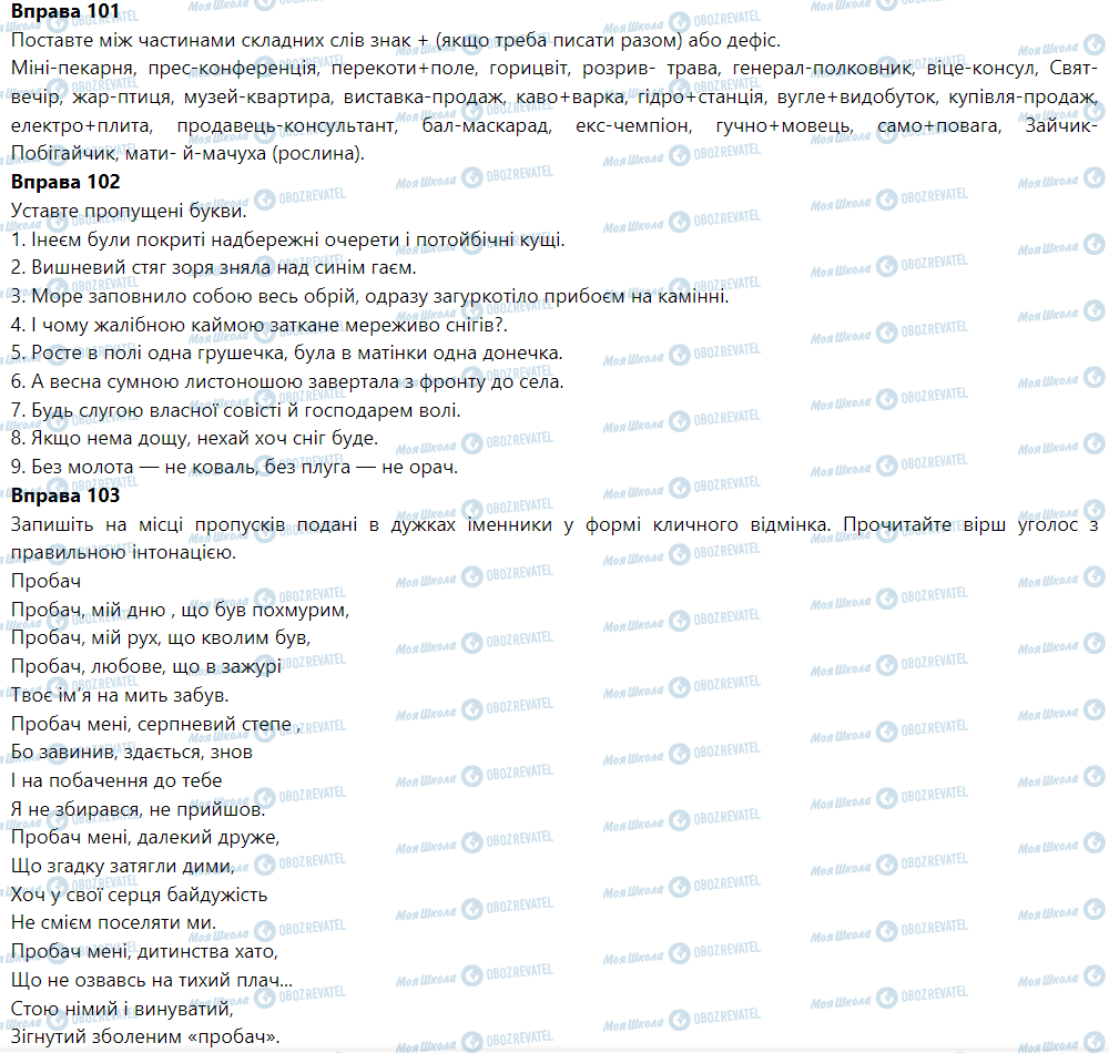 ГДЗ Укр мова 6 класс страница Вправа 101-110