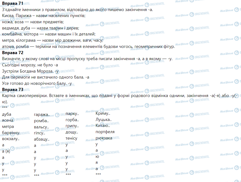 ГДЗ Укр мова 6 класс страница Вправа 71-80