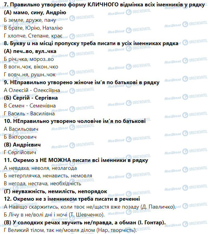 ГДЗ Українська мова 6 клас сторінка Тести до теми «Правопис іменників» (Сторінка 29)