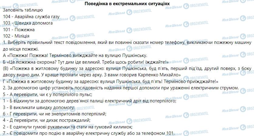 ГДЗ Основы здоровья 6 класс страница Поведінка в екстремальних ситуаціях