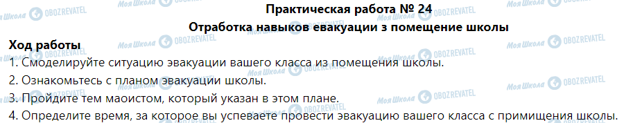 ГДЗ Основы здоровья 5 класс страница Практическая работа № 24 Отработка навыков евакуацииз помещение школы