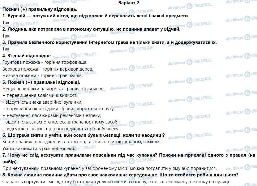 ГДЗ Основи здоров'я 5 клас сторінка Варіант 2