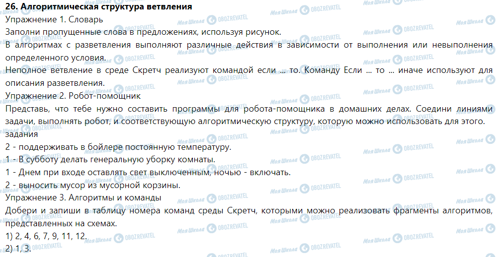 ГДЗ Інформатика 5 клас сторінка 26. Алгоритмическая структура ветвления