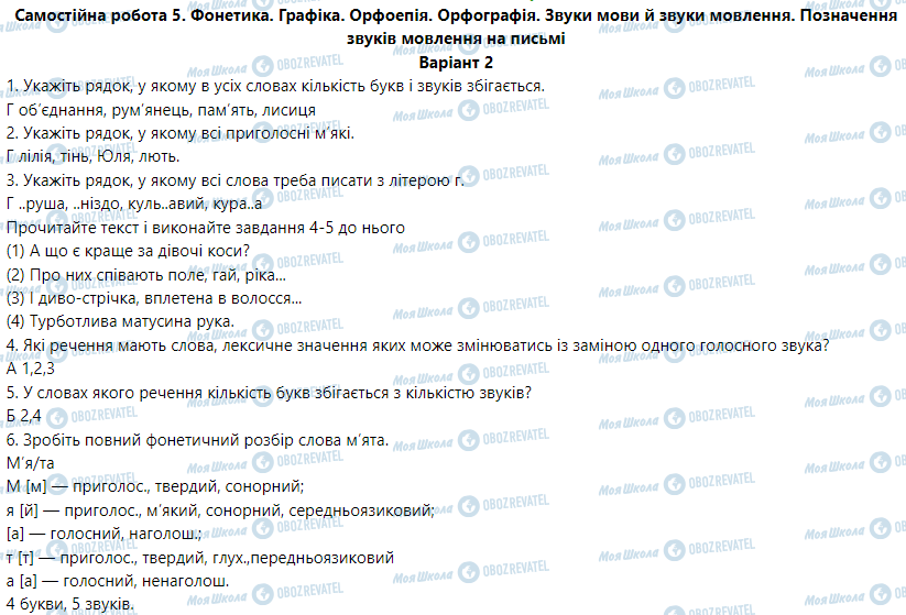 ГДЗ Українська мова 5 клас сторінка Варіант  2