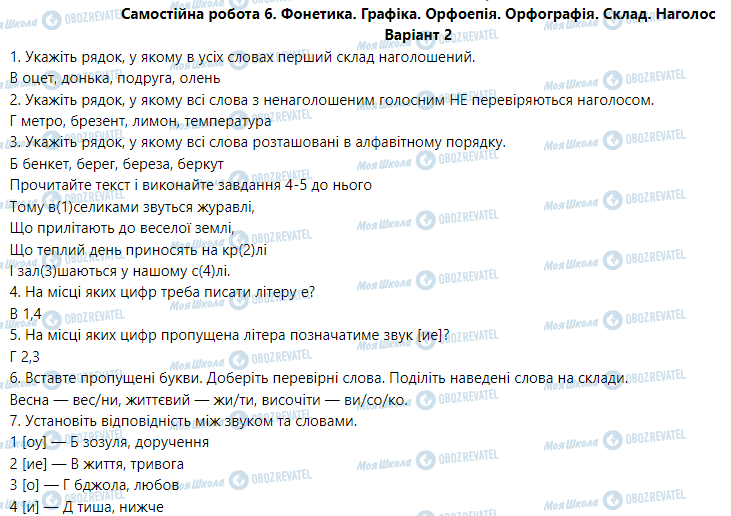 ГДЗ Українська мова 5 клас сторінка Варіант  2