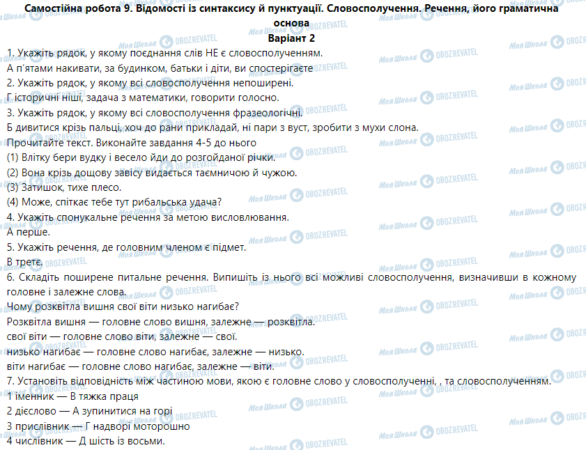 ГДЗ Українська мова 5 клас сторінка Варіант  2