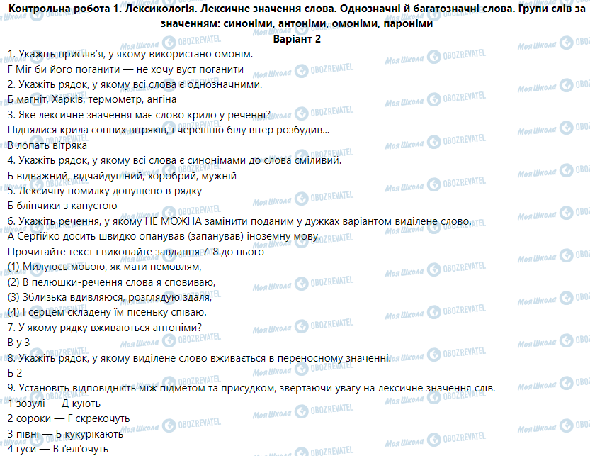 ГДЗ Українська мова 5 клас сторінка Варіант 2