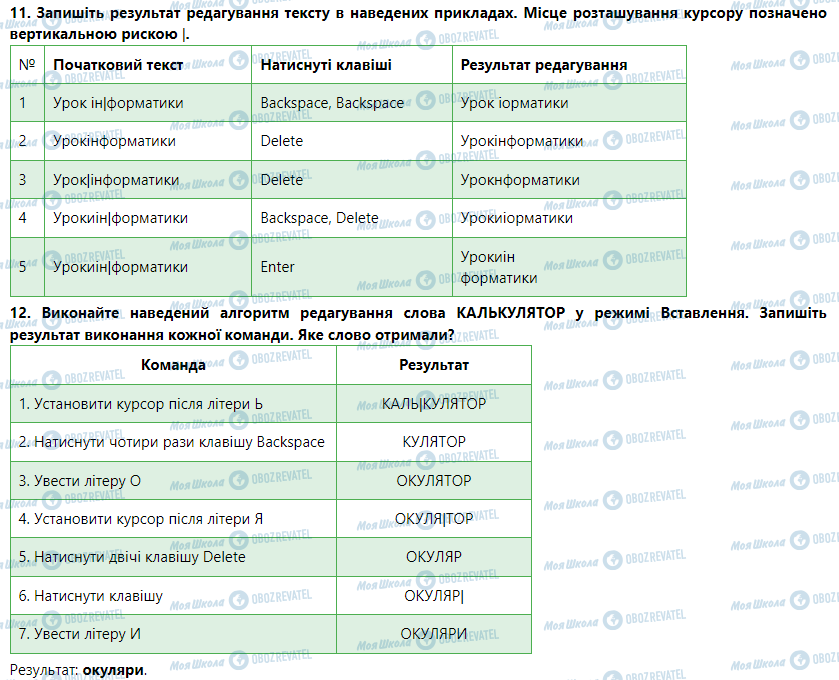 ГДЗ Інформатика 5 клас сторінка Урок № 11. Створення та редагування текстового документа в текстовому процесорі Word 2010