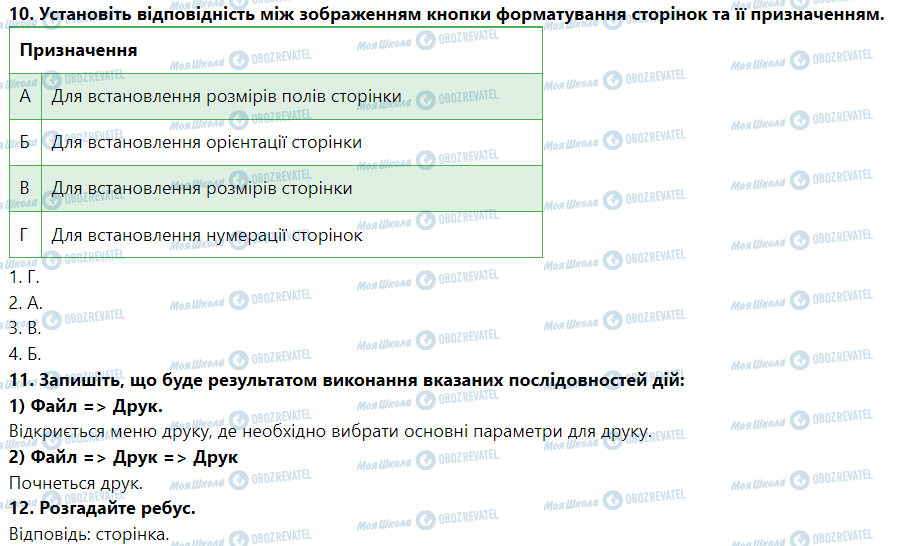 ГДЗ Інформатика 5 клас сторінка Урок № 15. Форматування сторінок текстового документа та його друк