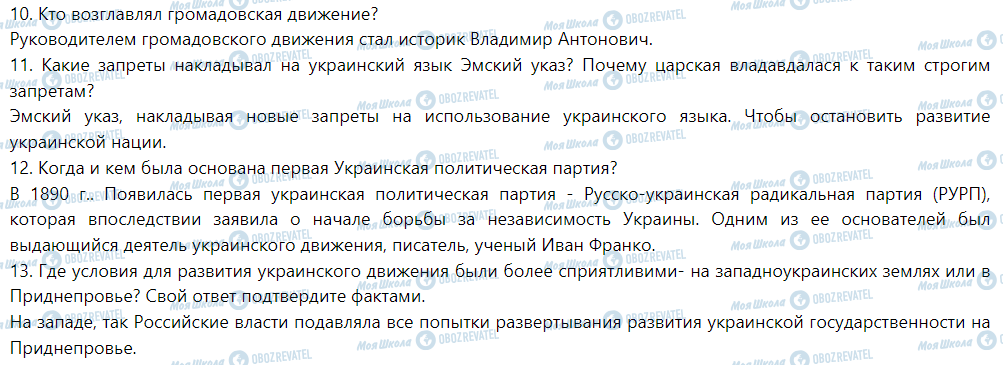 ГДЗ История Украины 5 класс страница §13. Украинские земли под властью двух империй Украинское национальное возрождение