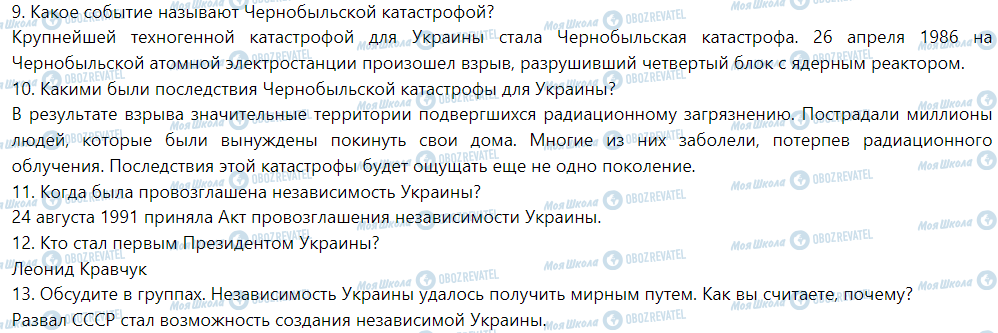 ГДЗ История Украины 5 класс страница §17. Провозглашение независимости Украины