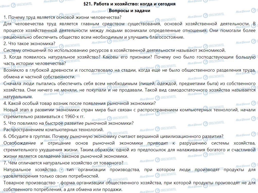 ГДЗ История Украины 5 класс страница §21. Работа и хозяйство: когда и сегодня