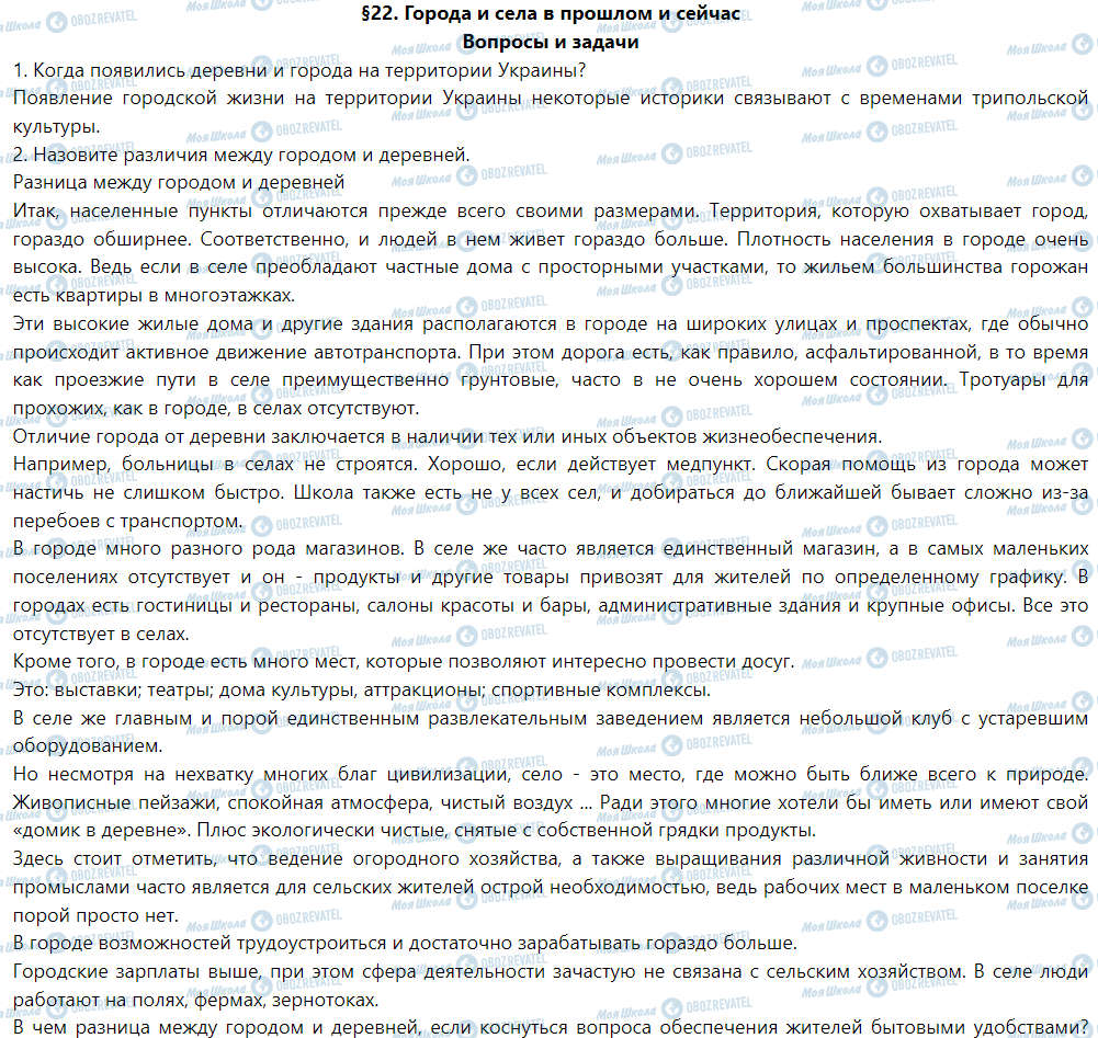 ГДЗ Історія України 5 клас сторінка §22. Города и села в прошлом и сейчас