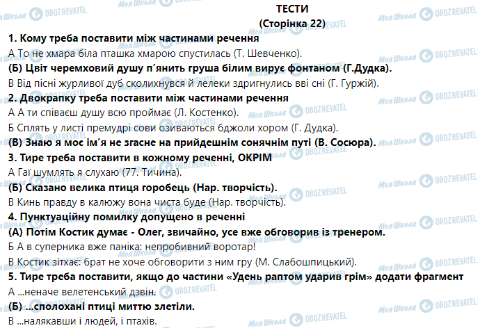 ГДЗ Укр мова 9 класс страница Тести на сторінці 22