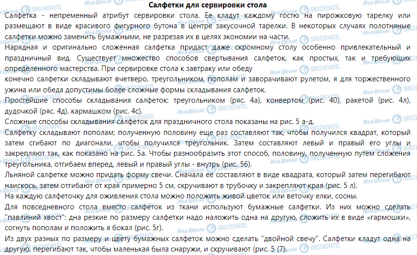 ГДЗ Трудове навчання 5 клас сторінка Салфетки для сервировки стола