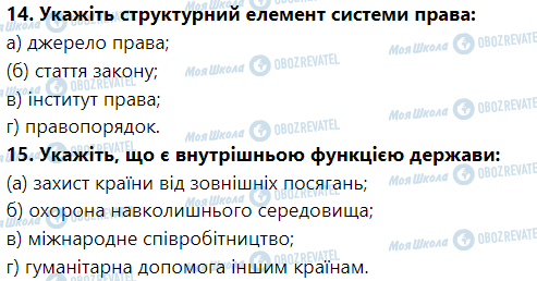 ГДЗ Правоведение 9 класс страница 11. Випробуйте себе у тестуванні