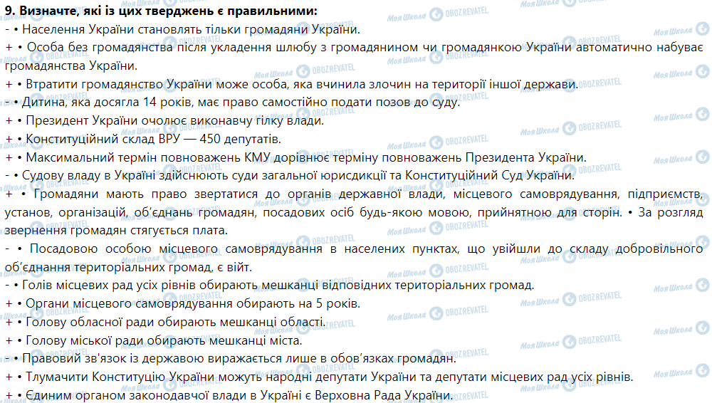 ГДЗ Правознавство 9 клас сторінка 9. Визначте, до якої галузі належать правові норми, що регулюють