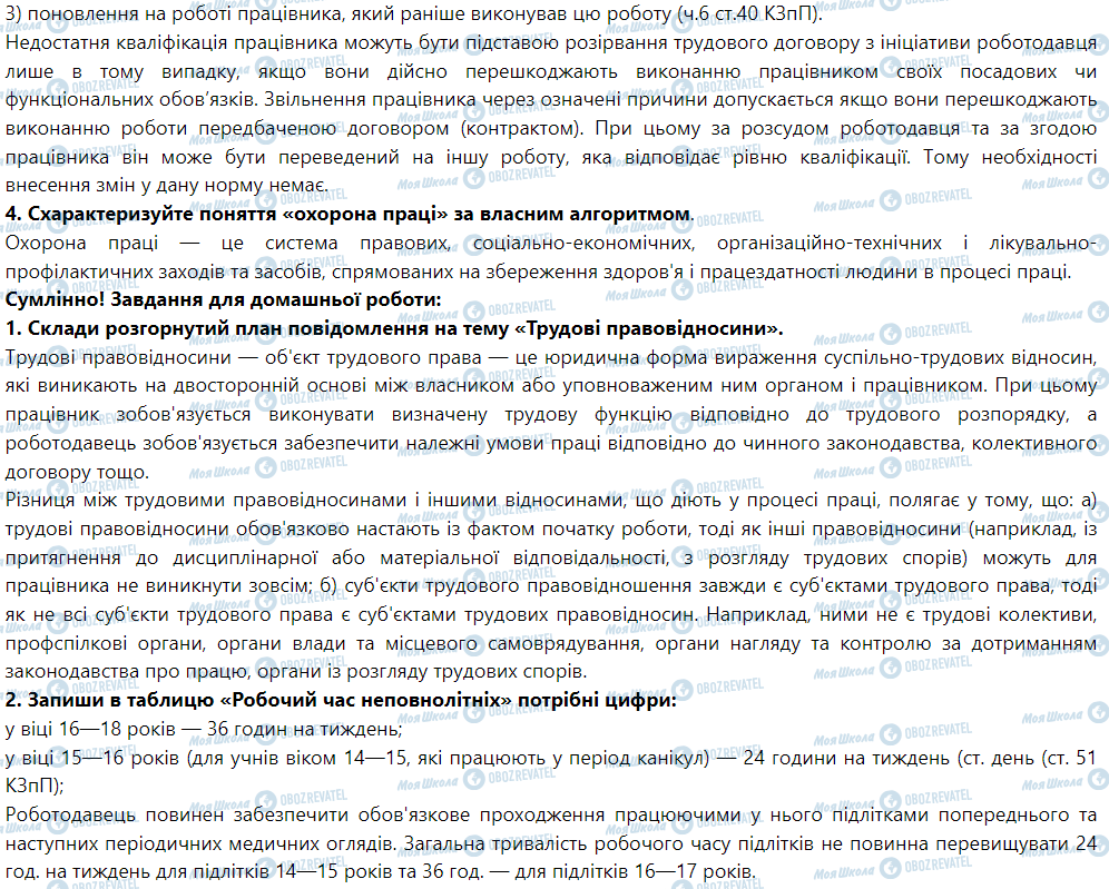 ГДЗ Правоведение 9 класс страница § 23. Неповнолітні у трудових правовідносинах