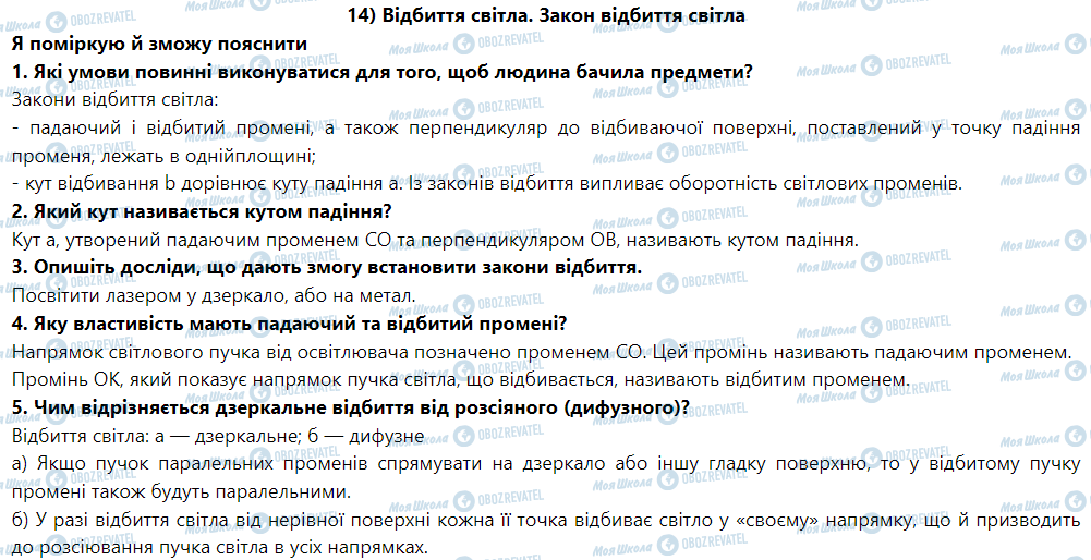 ГДЗ Фізика 9 клас сторінка § 15. Відбиття світла. Закон відбиття світла