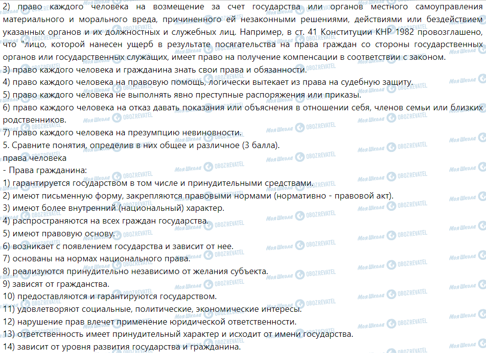 ГДЗ Правознавство 9 клас сторінка Задача для систематизации и обобщения материала