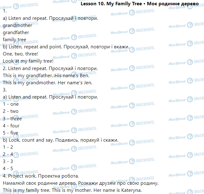 ГДЗ Англійська мова 1 клас сторінка Lesson  10