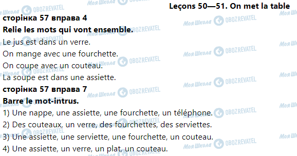 ГДЗ Французька мова 3 клас сторінка Leçons 50—51. On met la table