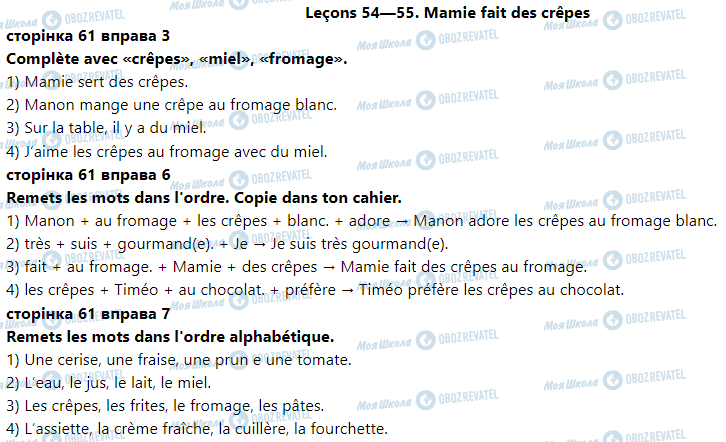 ГДЗ Французька мова 3 клас сторінка Leçons 54—55. Mamie fait des crêpes