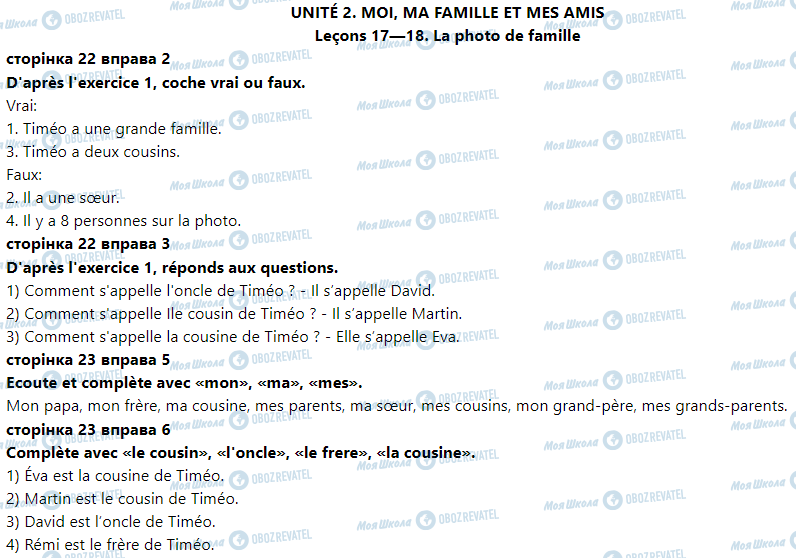 ГДЗ Французька мова 3 клас сторінка Leçons 17—18. La photo de famille