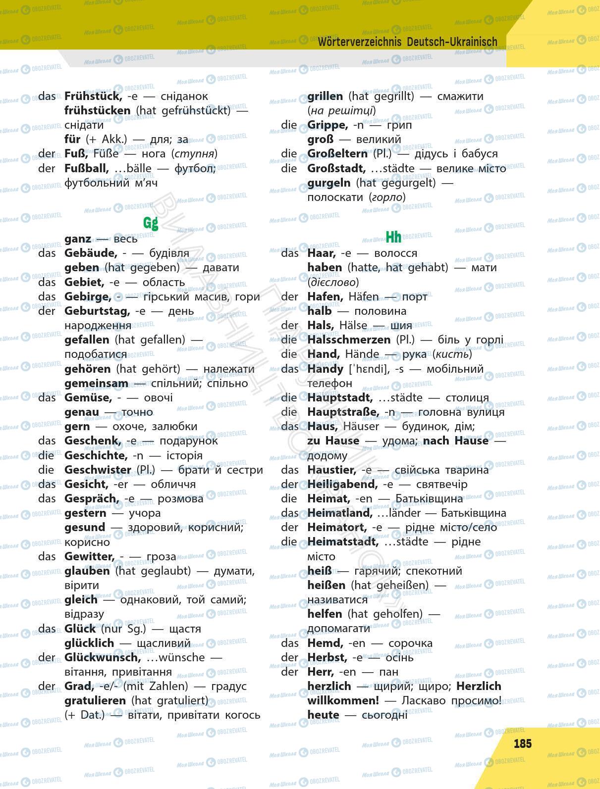 Підручники Німецька мова 6 клас сторінка 185